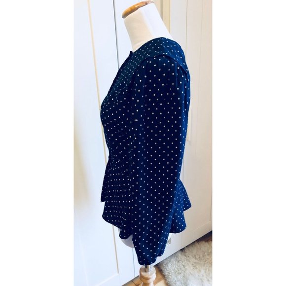Hot Shapes Polka Dot Peplum Blouse Size Medium - Picture 4 of 6
